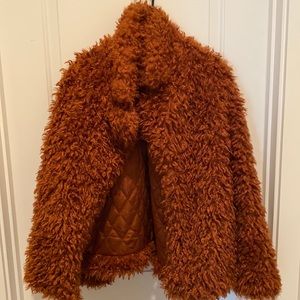 Forever 21 Burnt Orange fuzzy coat